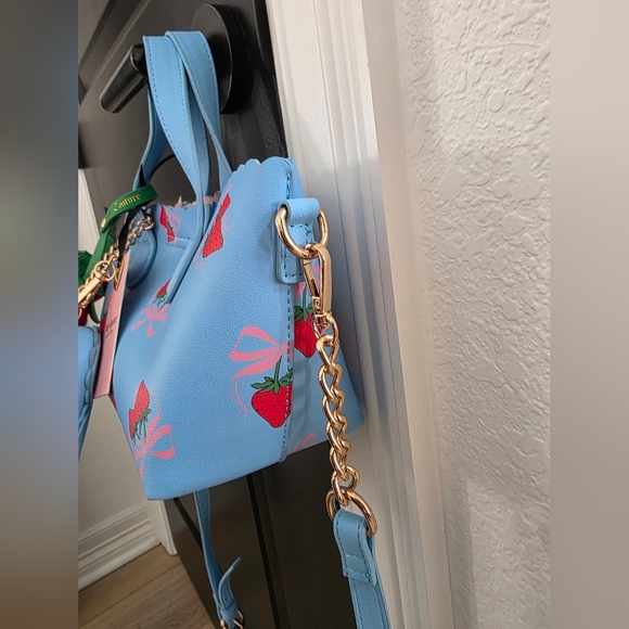 NWT Juicy Couture Sweet Strawberry Mini Tote Bag - Blue Gleam Multi - Picture 4 of 5